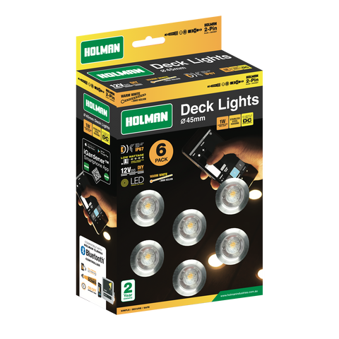 Holman 45mm 12V Warm White Outdoor Deck Light 6 Pack Waterproof DLW4510