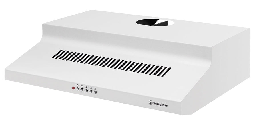 Westinghouse 60cm Fixed White Rangehood - Push Buttons, 200m³/h, Halogen Lighting - WRF610WA