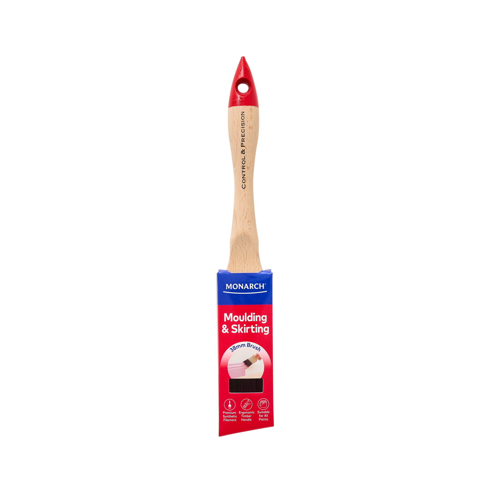 Monarch 38mm Moulding and Skirting Synthetic Paint Brush, Angled Timber Handle