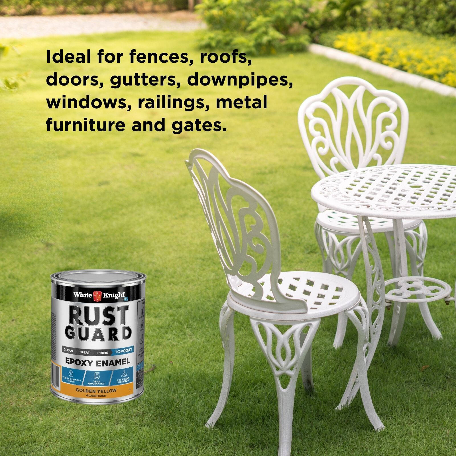 White Knight Rust Guard 1L Golden Yellow Gloss Epoxy Enamel Paint