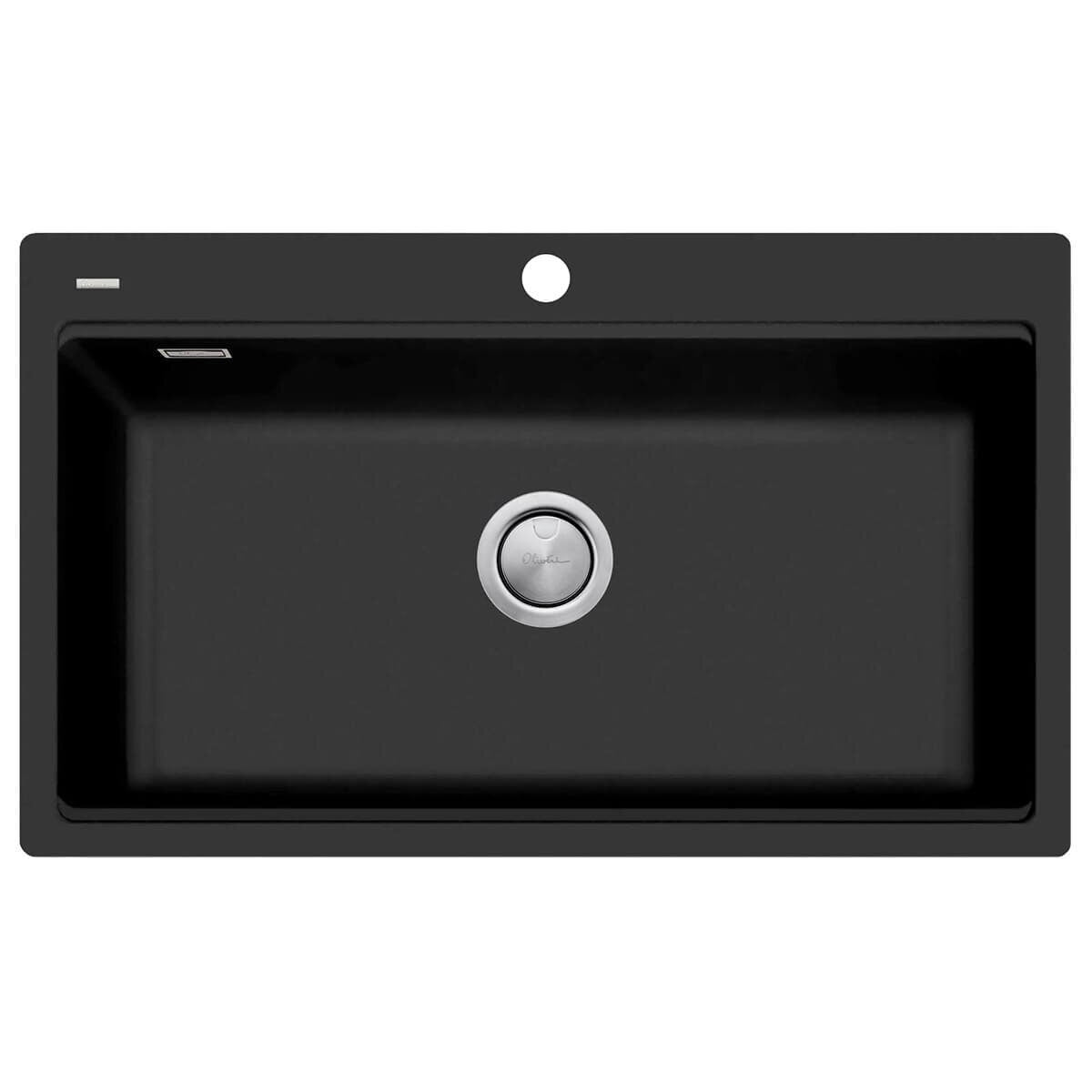Oliveri Santorini workstation single bowl topmount sink - 68L - matte black granite - ST-MB1596-OF