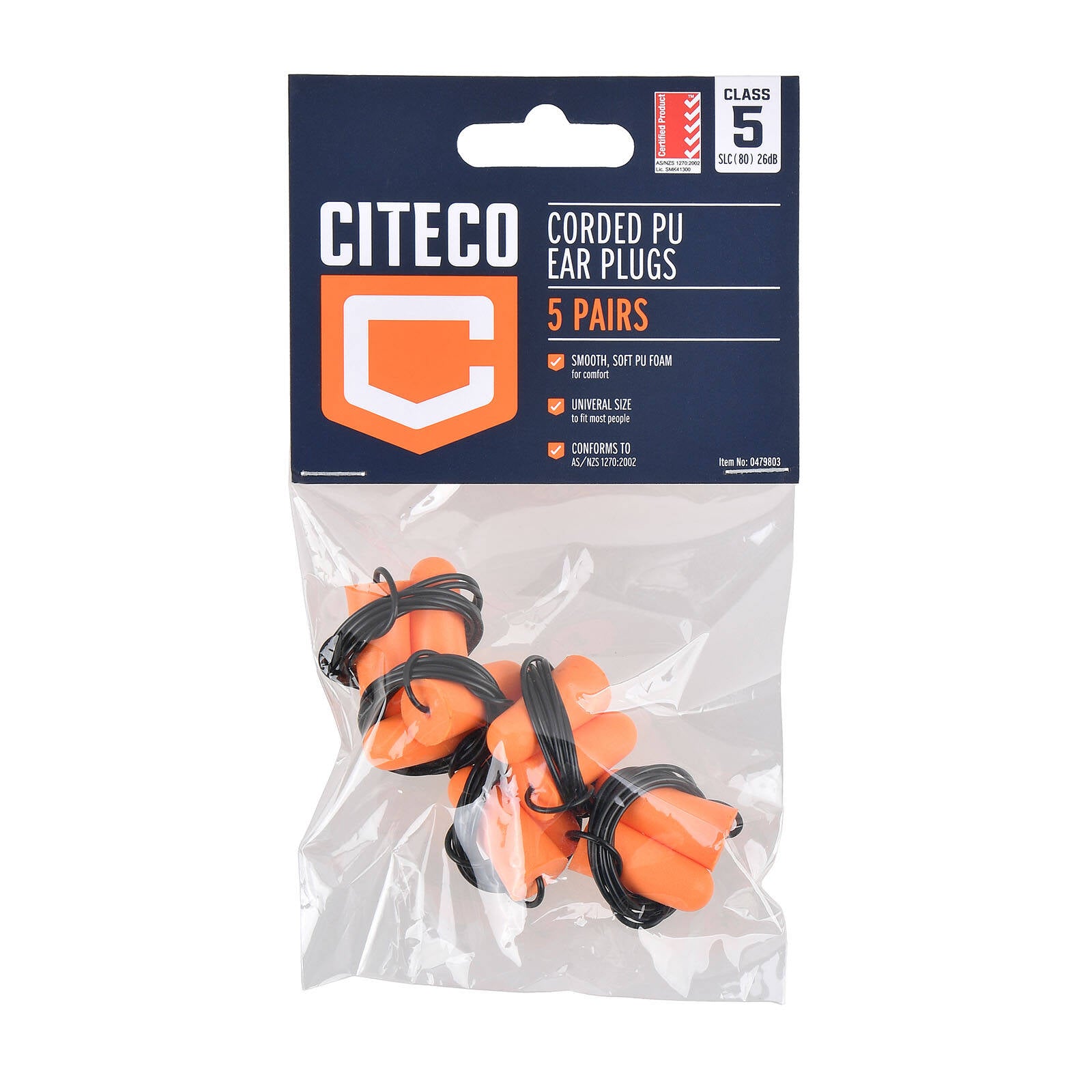 Citeco Class 5 Corded Ear Plugs 5 Pack Reusable