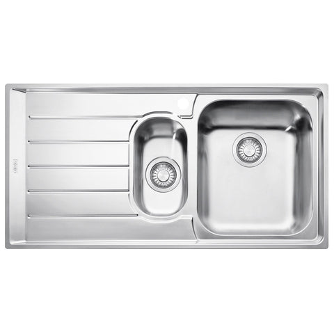 Franke 1 and 1/4 Bowl Topmount Sink - Left Hand Drainer, 18/10 Stainless Steel, 27L Main Bowl - NEX651LHD