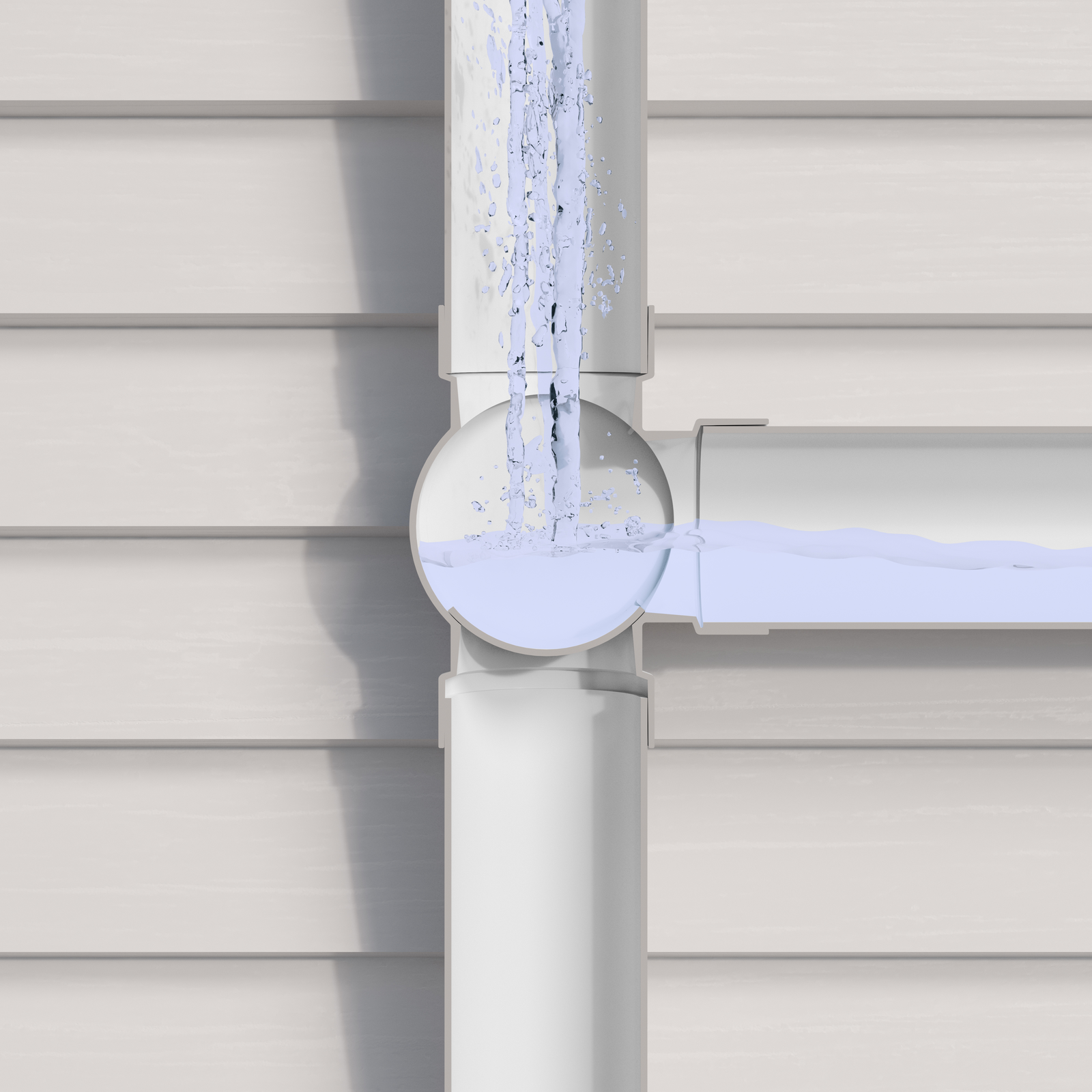 Rain Harvesting 90mm 3-Way Water Diverter, Grey PVC Push-Fit