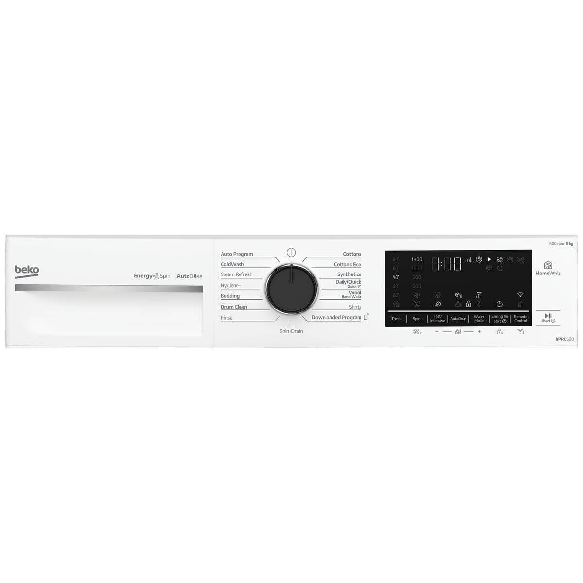 Beko 9kg Front Load Washing Machine - White, AutoDose, SteamCure, ColdWash, HomeWhiz - BFLB903ADW1