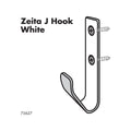 Adoored White Zieta Deco Hook - 1 Piece - 29mm x 39mm x 70mm - Zinc Plated - SuperSaverAU - view 2
