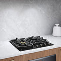 Electrolux 60cm Natural Gas Cooktop - Black Ceramic Glass, Four Burners, Dual Flame Wok - EHG645BE