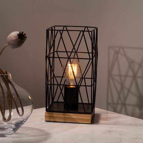 Verve Design Black Zavier Table Lamp - Modern - Metal/Wood - 40W - SuperSaverAU - view 1