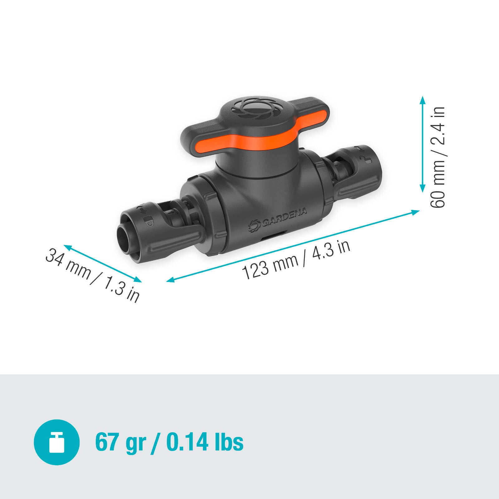 GARDENA 13mm Micro Irrigation Shut-Off / Regulation Valve Black High-Impact Plastic