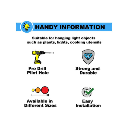 Everhang Screw Eye Hooks - 8mm - Brass Plated - 25 Pack