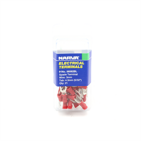 Narva Spade Terminal 4.3mm Flared Vinyl Insulated 21 Pack - SuperSaverAU - view 1