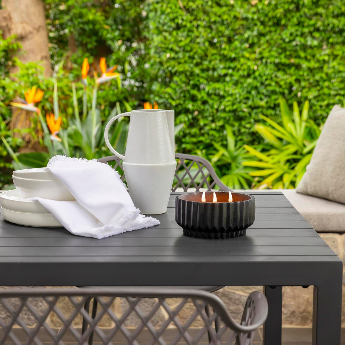 Santalum Estate Sandalwood Citronella Candle Black Ceramic with Lid