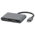 Antsig 3-in-1 USB-C to HDMI Adapter AP580B - Grey Aluminium, Dual HDMI Plus Charging