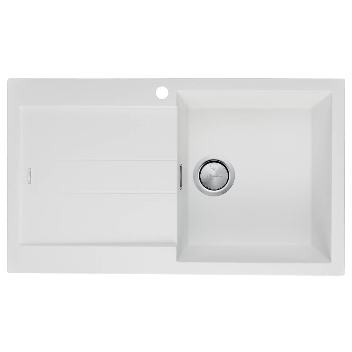 Oliveri Santorini single bowl topmount granite sink with left-hand drainer - 34L - white - ST-WH1522-OF