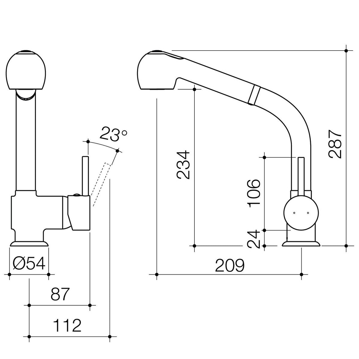 Caroma Cardinal II Sink Mixer - Lead Free Brass - 87mm x 287mm x 209mm - Polished Chrome - Retractable Hose - Two Spray Options - SuperSaverAU - view 2