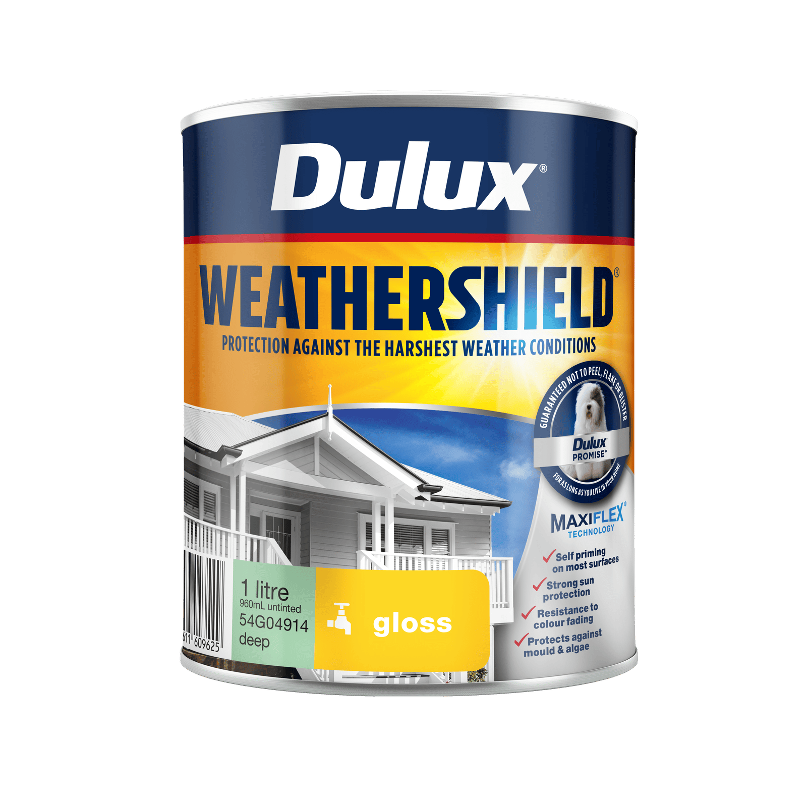 Dulux Weathershield 1L Deep Gloss Exterior Paint - UV Resistant