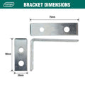 Carinya Zinc Plated Angle Bracket 75 x 50mm - Silver - Heavy-Duty - 1 Pack - SuperSaverAU - view 5