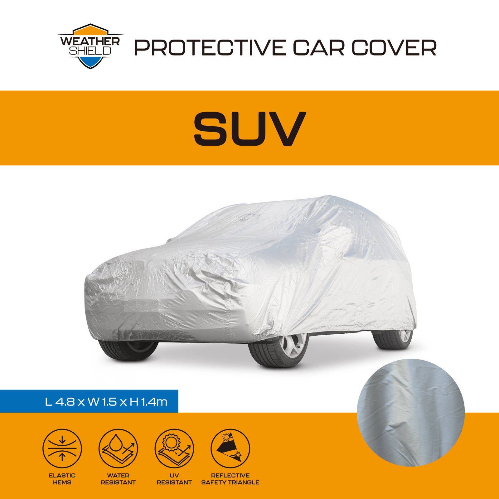 Weathershield Outdoor SUV Car Cover - Silver, PU-Coated Oxford