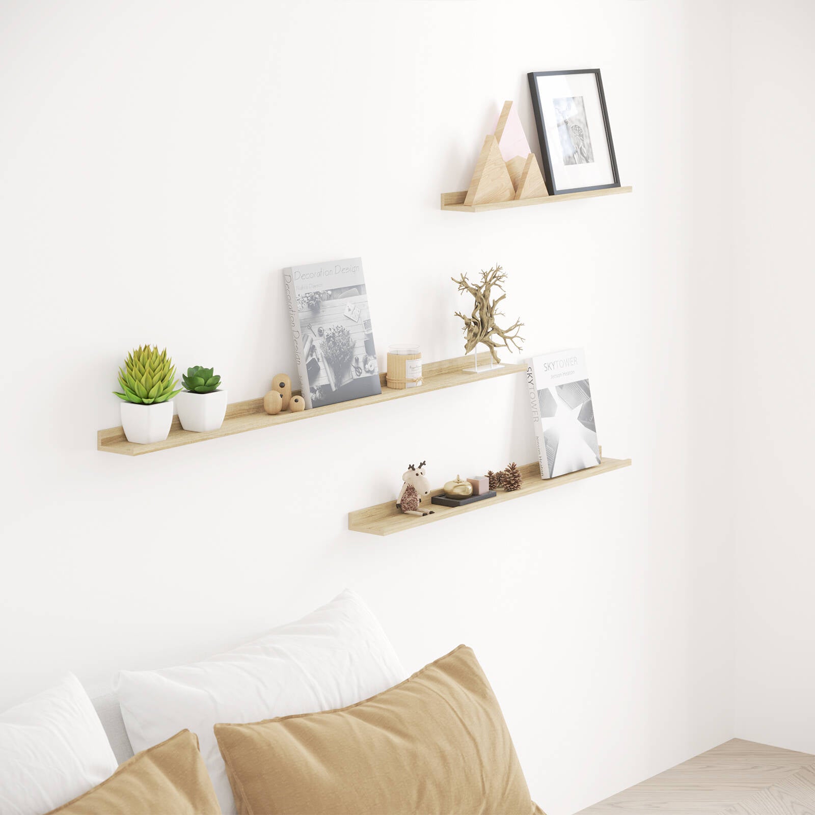 Flexi Storage Decorative 900 x 35 x 90mm Oak Photo Shelf