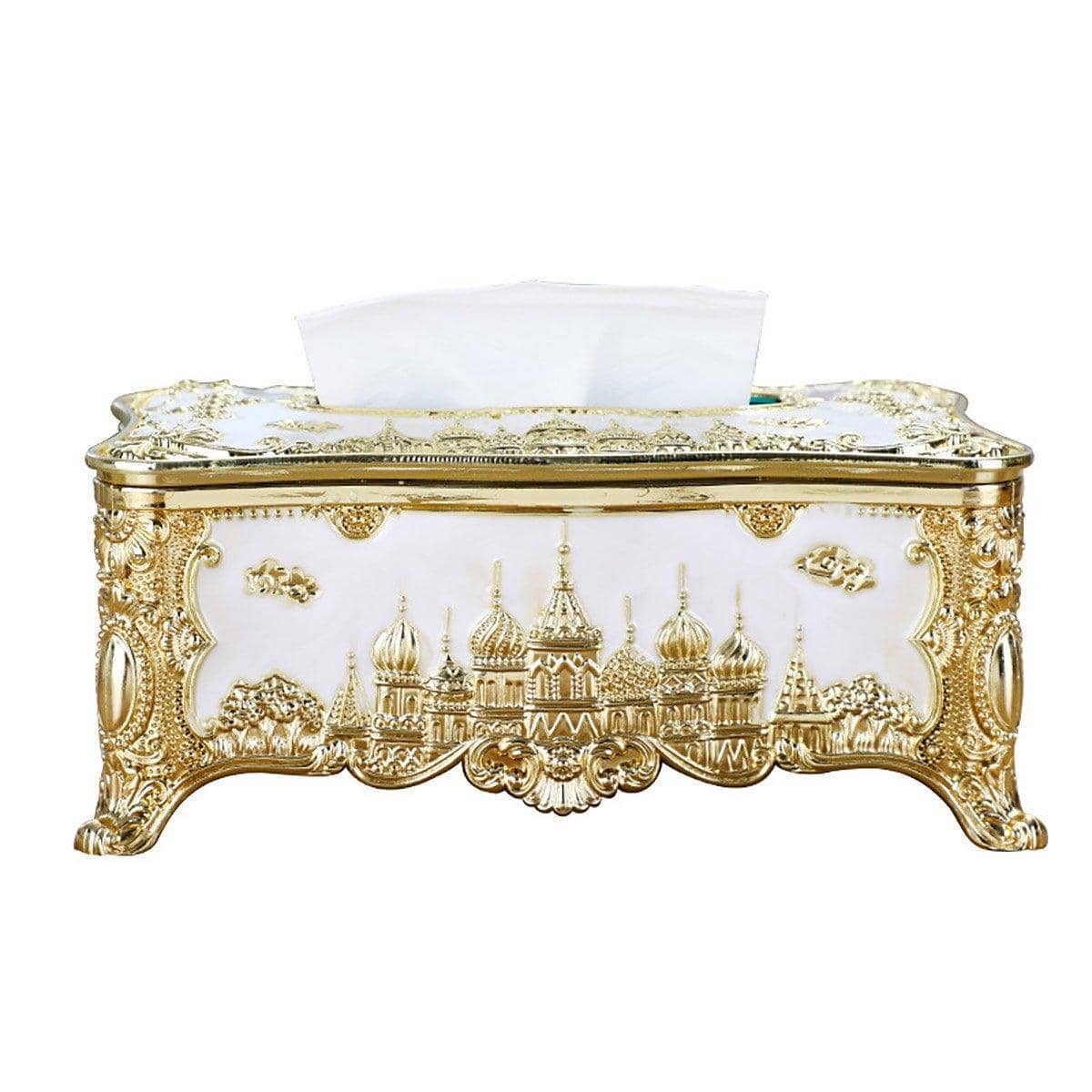 Decorative Napkin Tissue Box Holder, 23 x 13 x 9.5 cm - Gold