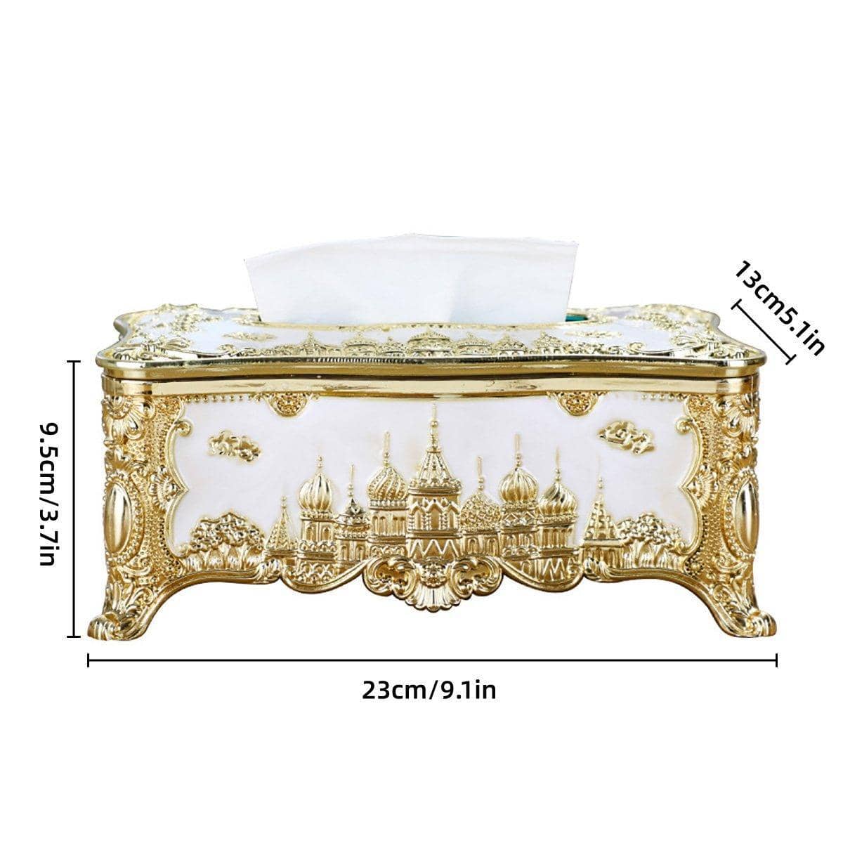 Decorative Napkin Tissue Box Holder, 23 x 13 x 9.5 cm - Gold - view 4