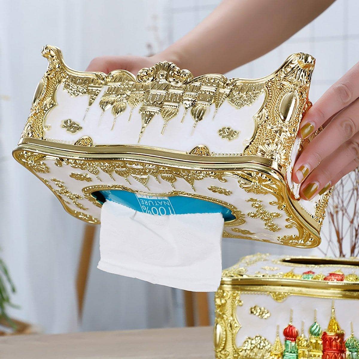 Decorative Napkin Tissue Box Holder, 23 x 13 x 9.5 cm - Gold - view 5