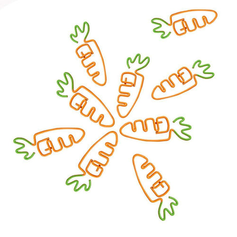 Decorative Paper Clips, Pack of 10 - Carrot
