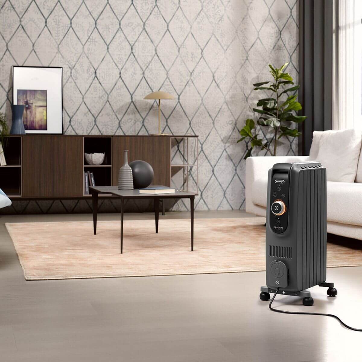 DeLonghi Dragon 5 Pro Oil Column Heater - Grey - WiFi App Control - Digital Thermostat - TRD50615WIFI