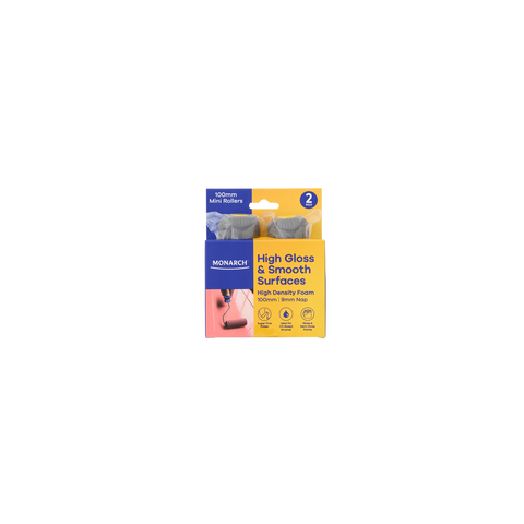 Monarch 100 Mini Rollers 2 Pack - 9mm Nap - High Gloss Finish - Yellow - SuperSaverAU - view 1