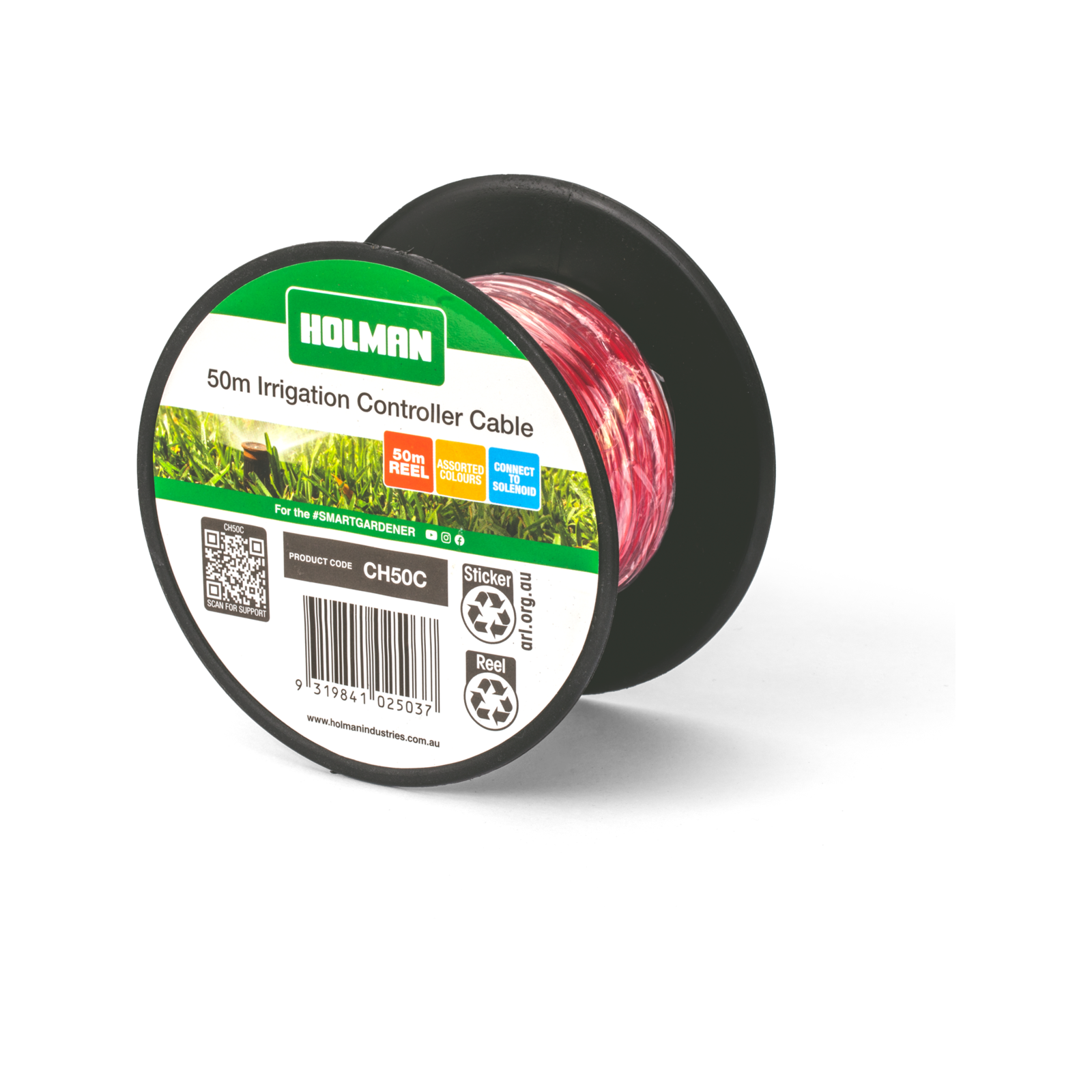 Holman 50m Irrigation Wire Cable - 5 Assorted Colours, Spool