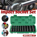 Deep Impact Socket Set, 10 Piece Metric 8 to 24 mm with Black Oxide Finish