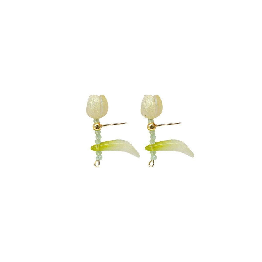 Delicate Tulip Stud Earrings Women Coloured Glaze Fashion Jewellery - Yellow