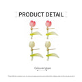 Delicate Tulip Stud Earrings Women Coloured Glaze Fashion Jewellery - Yellow - view 4