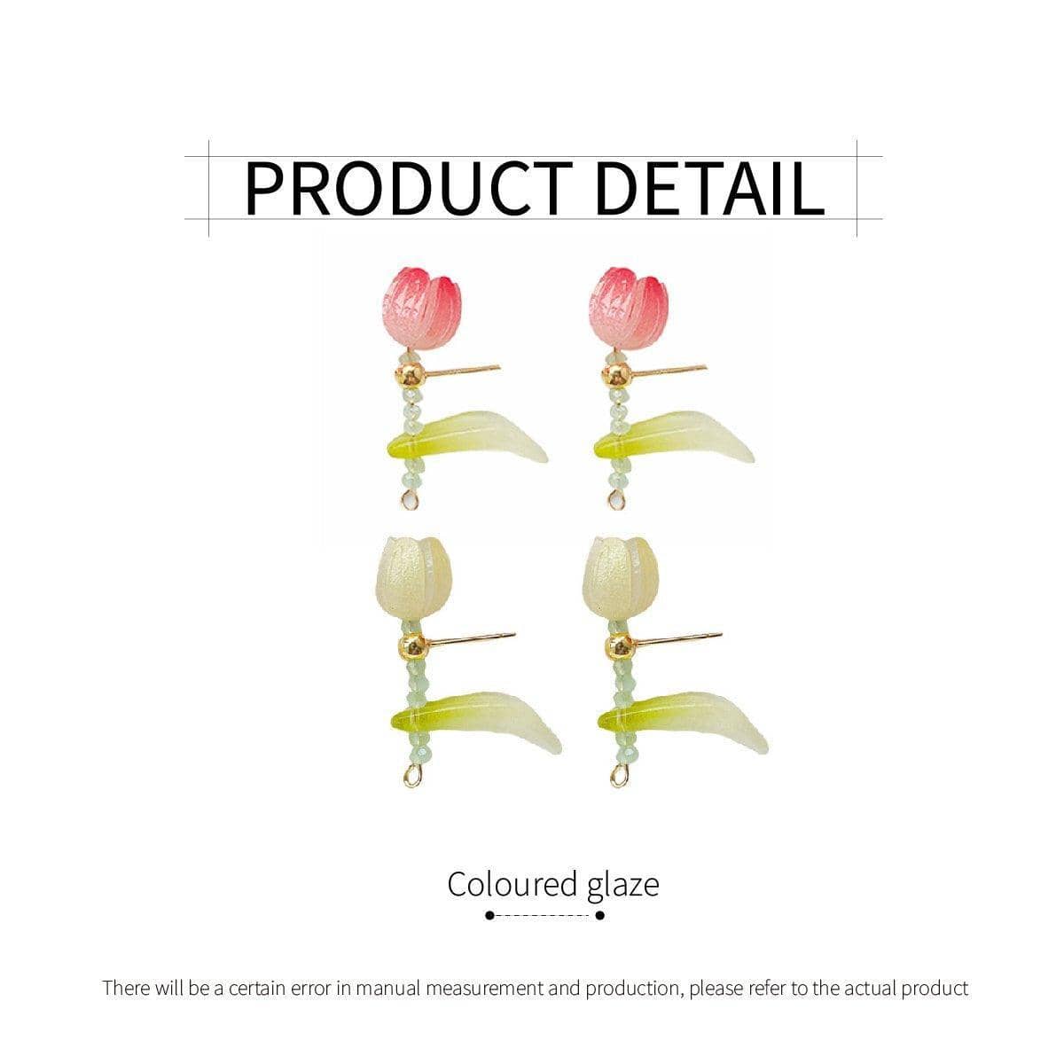 Delicate Tulip Stud Earrings Women Coloured Glaze Fashion Jewellery - Yellow - view 4