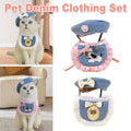 Denim Beret and Bib Set for Cats and Small Dogs - Pink - view 2