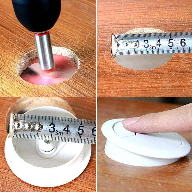 Desk Cable Grommet Hole Cover 50mm - White, Pack of 12 - view 5