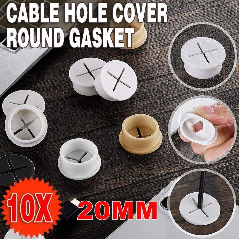 Desk Cable Hole Cover Grommets, 20 mm Round, Pack of 10 - White - view 2