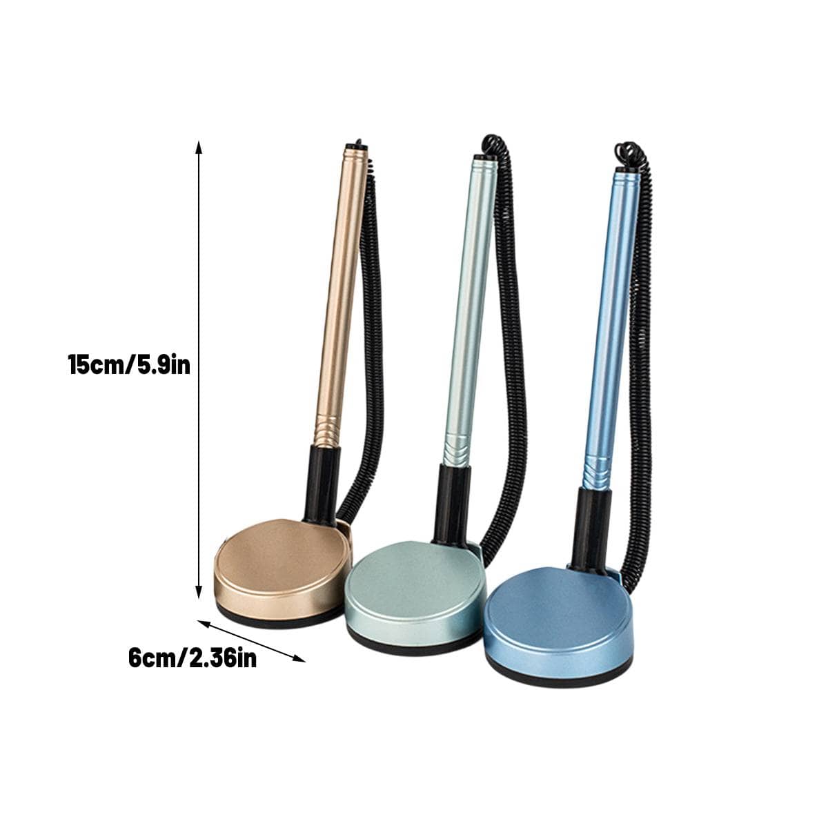 Desk Counter Pen with Adhesive Base and Coil Tether - Pack of 15, Assorted Colours - view 4