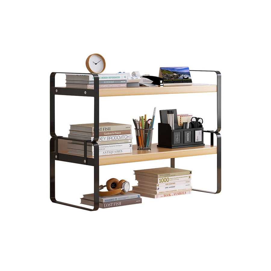 Desktop 2 Tier Storage Shelf, 50 cm Wide - Black