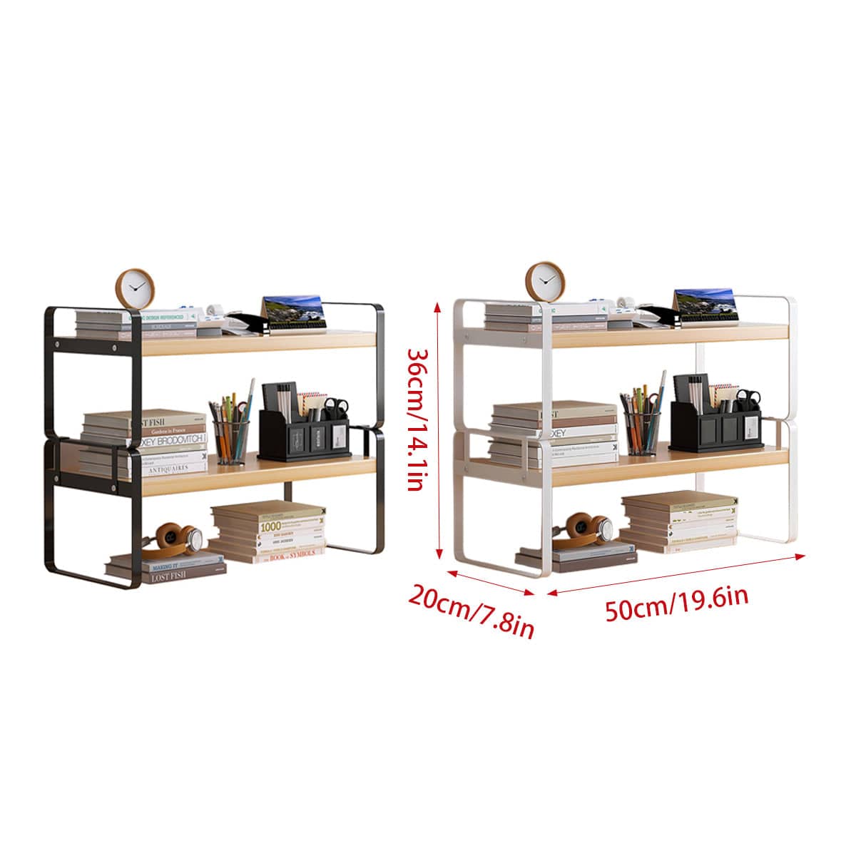 Desktop 2 Tier Storage Shelf, 50 cm Wide - Black - view 4