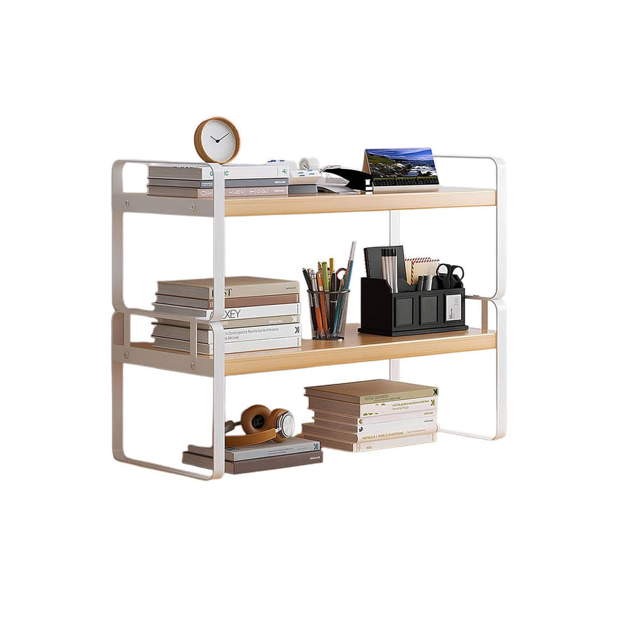 Desktop 2 Tier Storage Shelf, 50 cm Wide - White