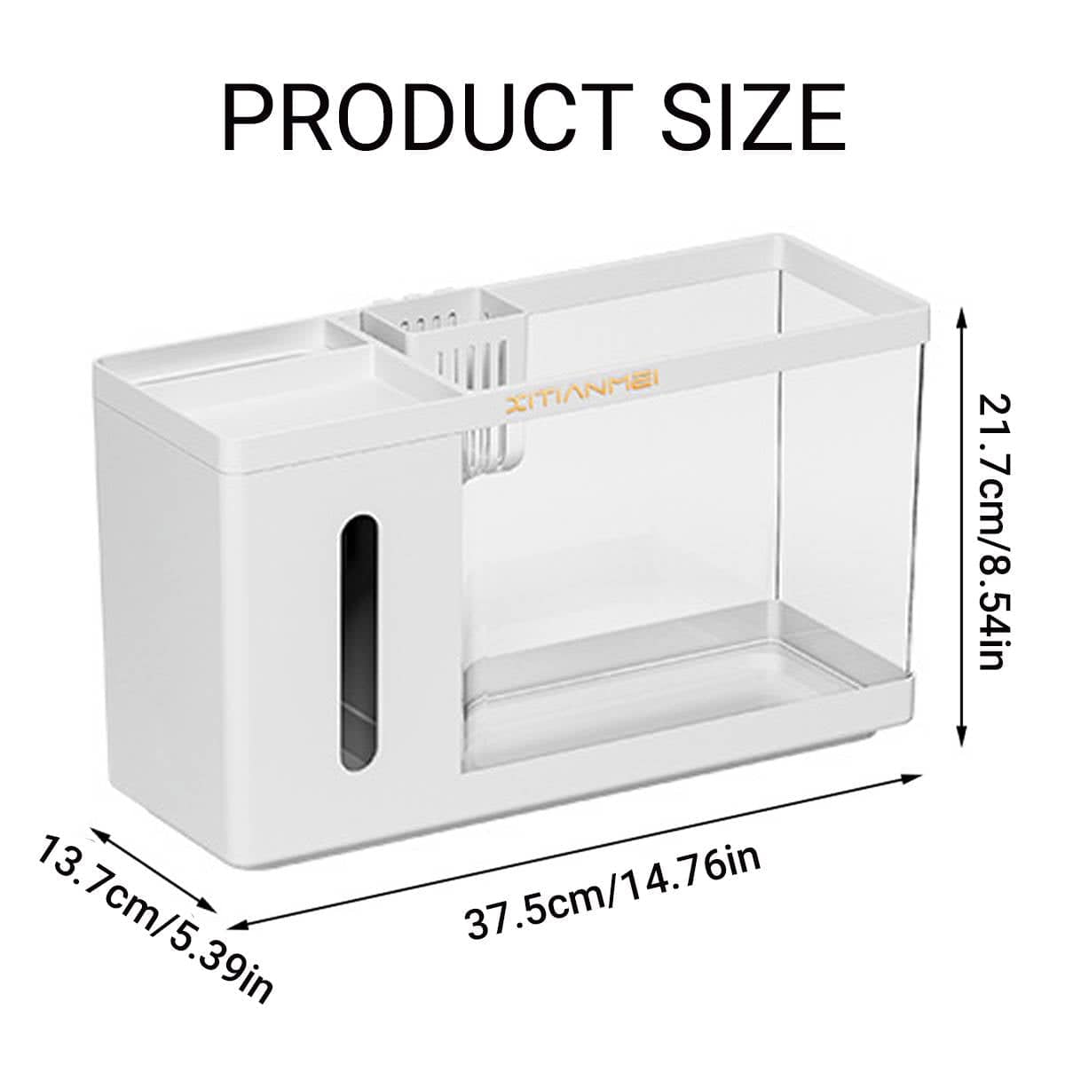 Desktop Aquarium Tissue Box Dispenser with Pen Holder and Storage - view 3