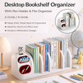 Desktop Book Rack Organiser with Pen Holder - 4 Grid (55.5 x 20 x 19.5 cm) - view 2
