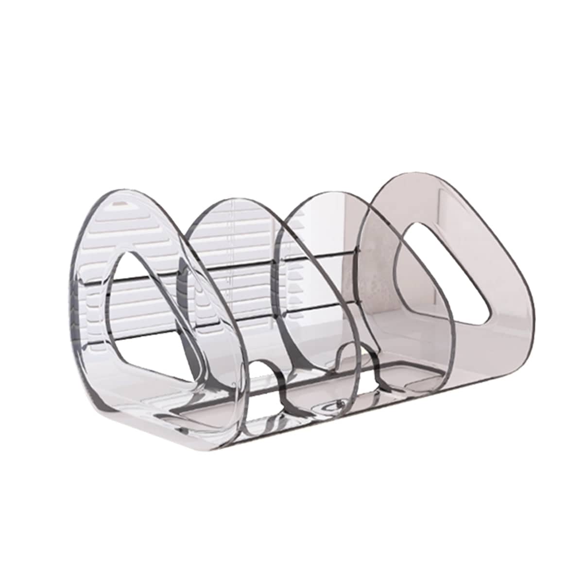 Desktop Book Stand and Storage Organiser with 3 Compartments - Clear