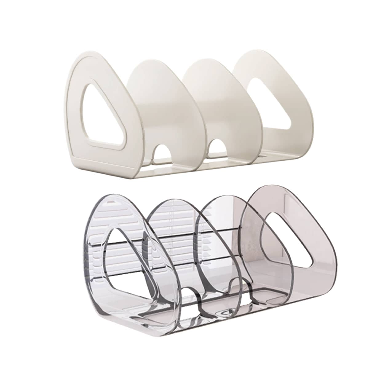 Desktop Book Stand and Storage Organiser with 3 Compartments - Clear - view 3