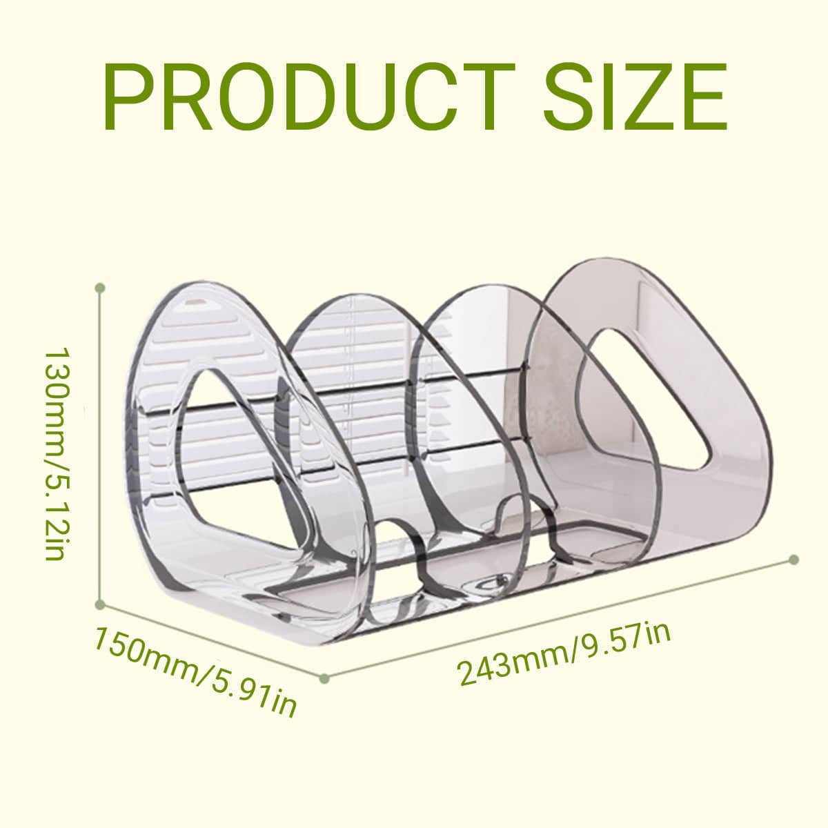 Desktop Book Stand and Storage Organiser with 3 Compartments - Clear - view 4