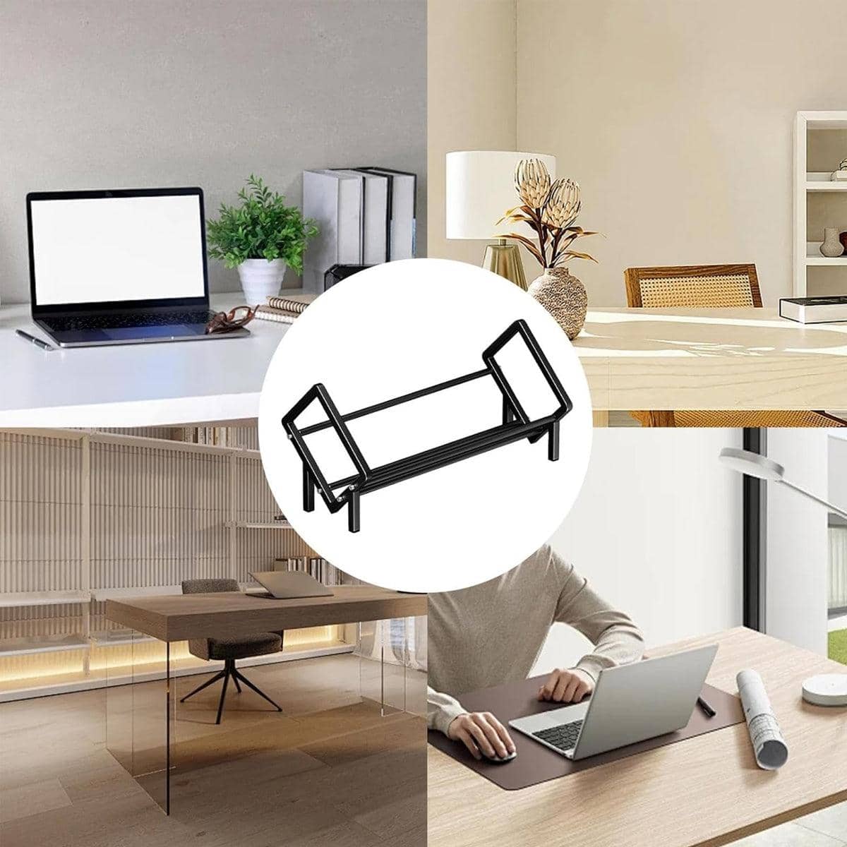 Desktop Bookcase Storage Organiser, 40 x 26 x 28cm - Black - view 4