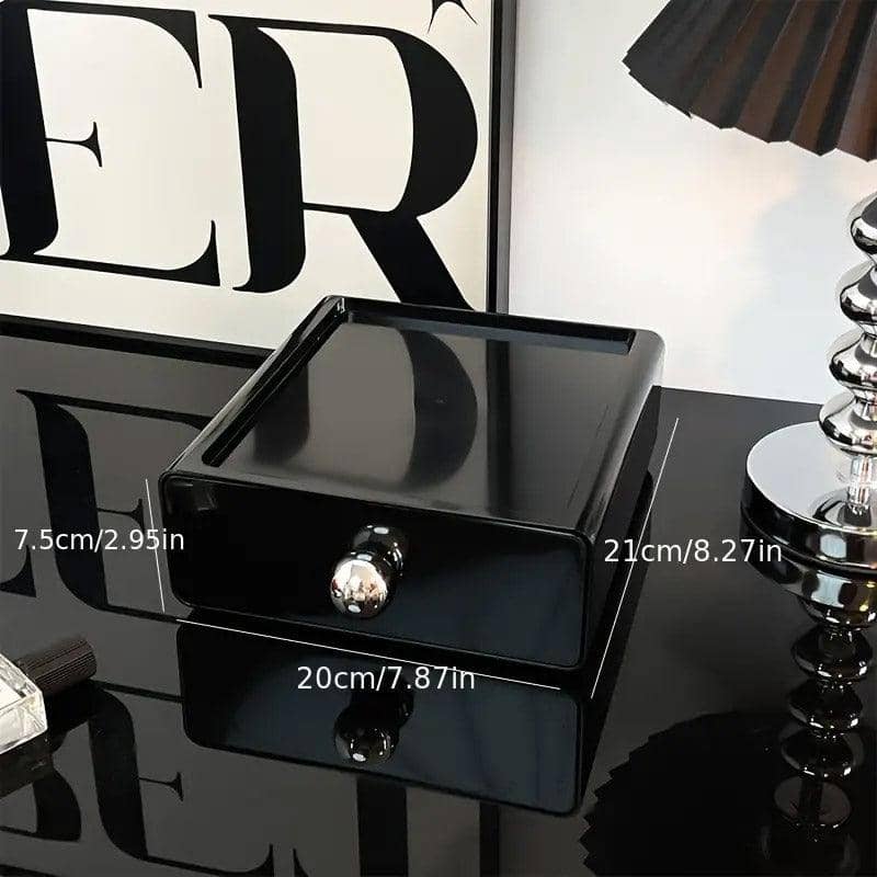 Desktop Cosmetic Storage Drawers, Stackable Black Makeup Organiser - view 3