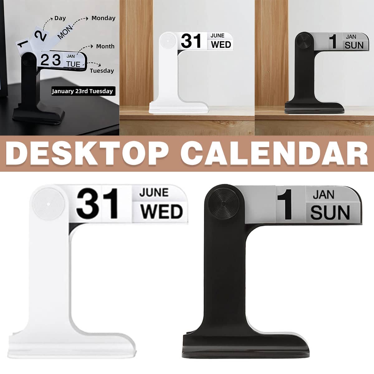 Desktop Flip Calendar - Black - view 2
