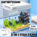 Desktop Glass Fish Tank 6.3 L 3-In-1 with Filter, Pump and LED Light